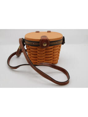 Longaberger 2000 Saddlebrook Woven Basket Purse with Leather Strap